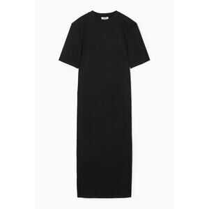 COS Women's Power-Shoulder T-Shirt Dress Size M In Black